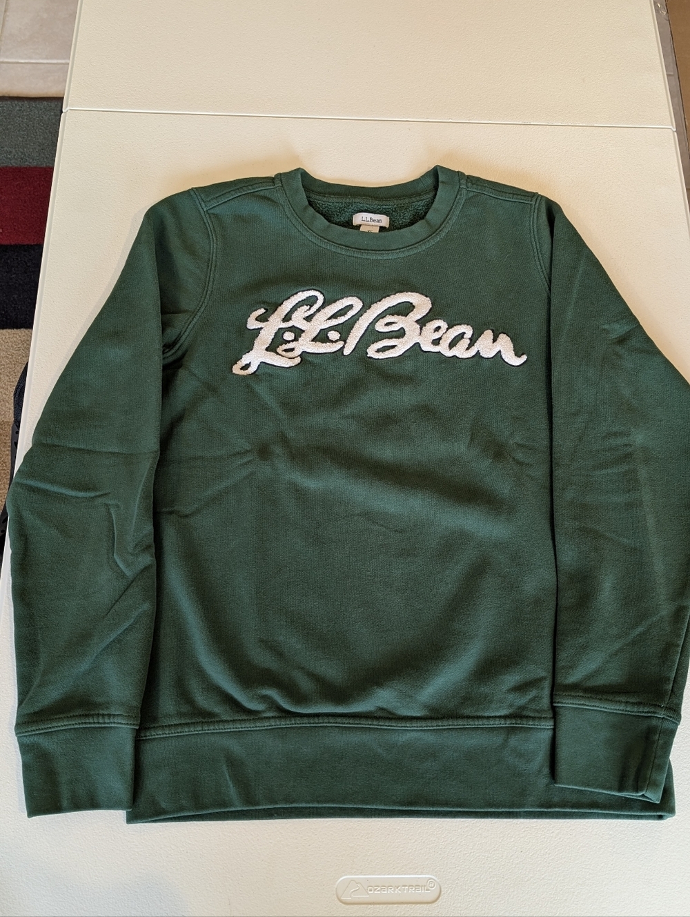 L.L. Bean Women's Crewneck Sweatshirt in Forest Green with Cream Logo - Picture 2 of 5